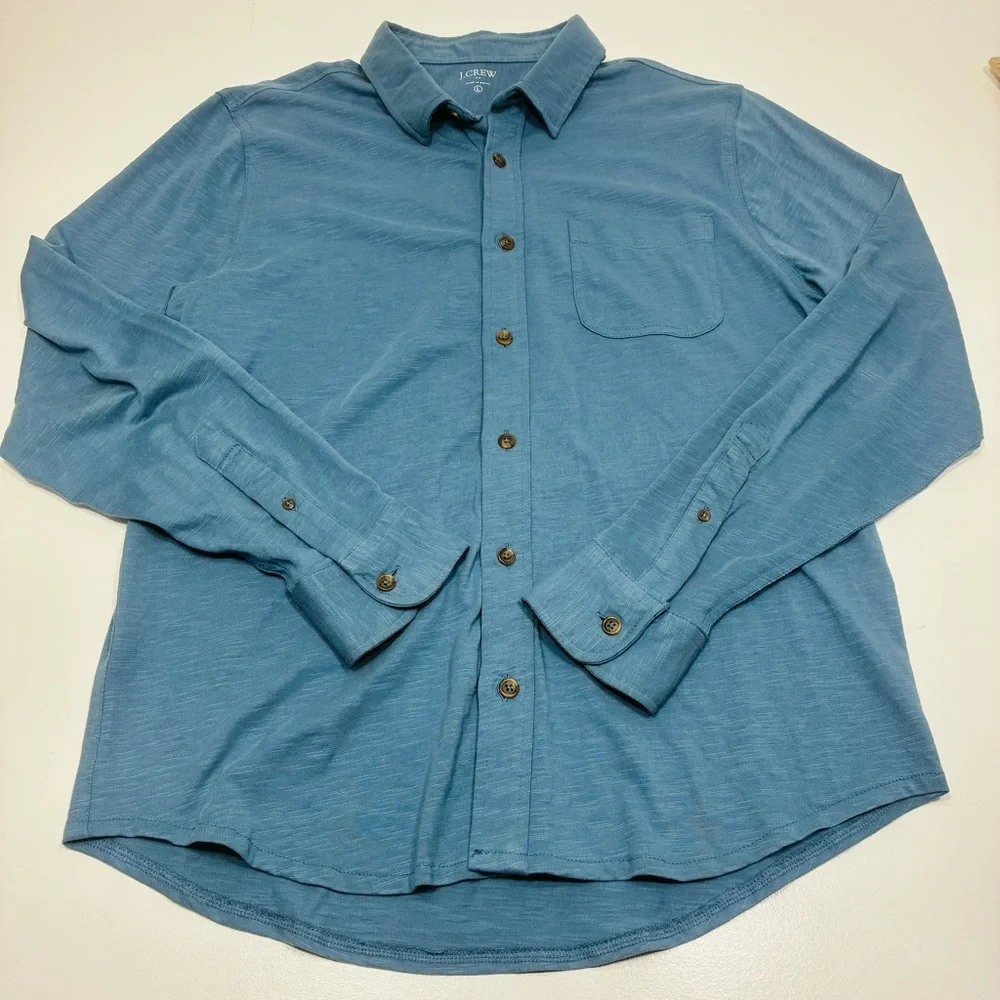 J.Crew Factory‎ Men's Shirt Size Large Blue Casual Button Down with Long Sleeves